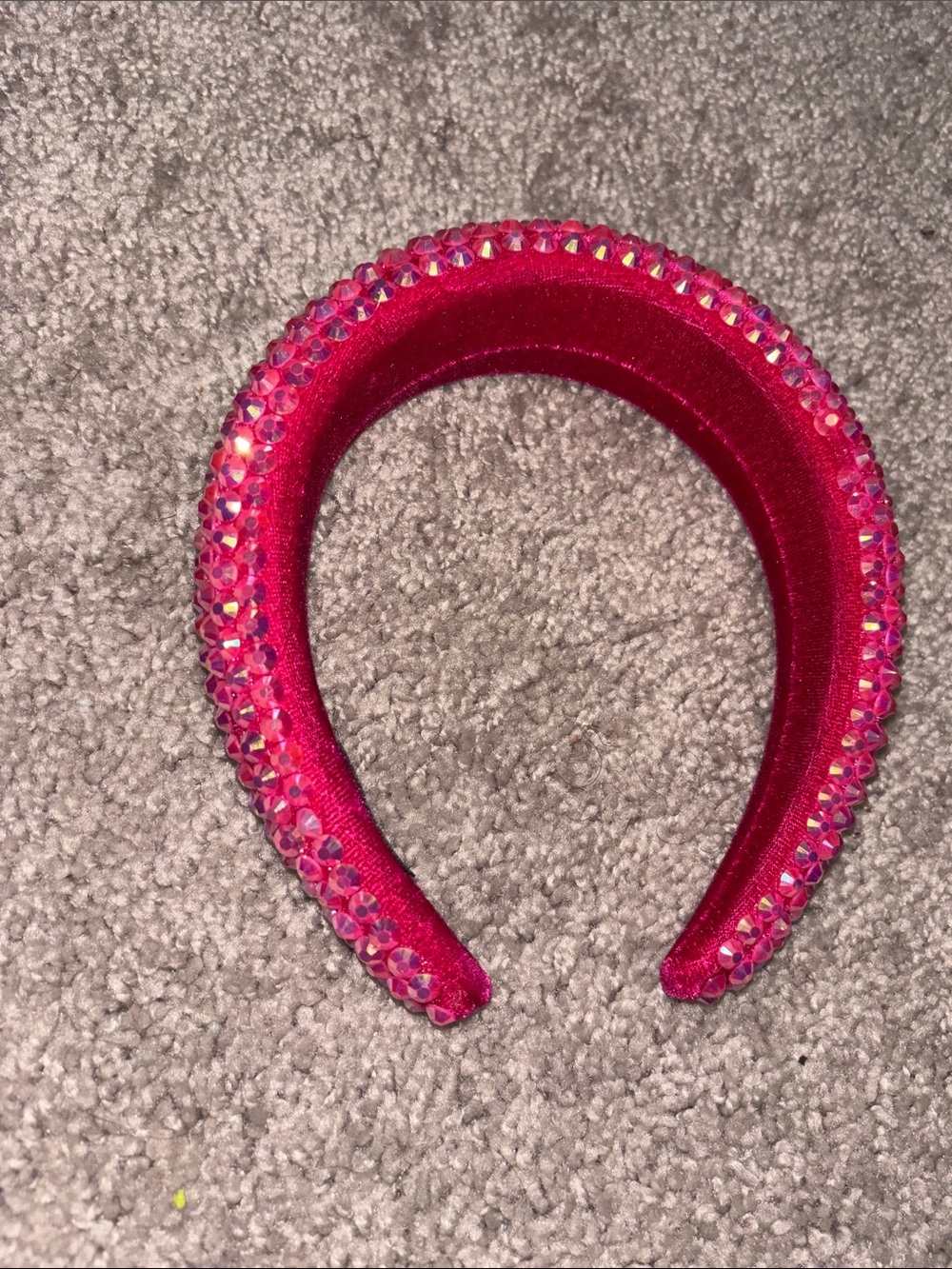 Luxe Hot Pink Velvet Crystal Padded Headband